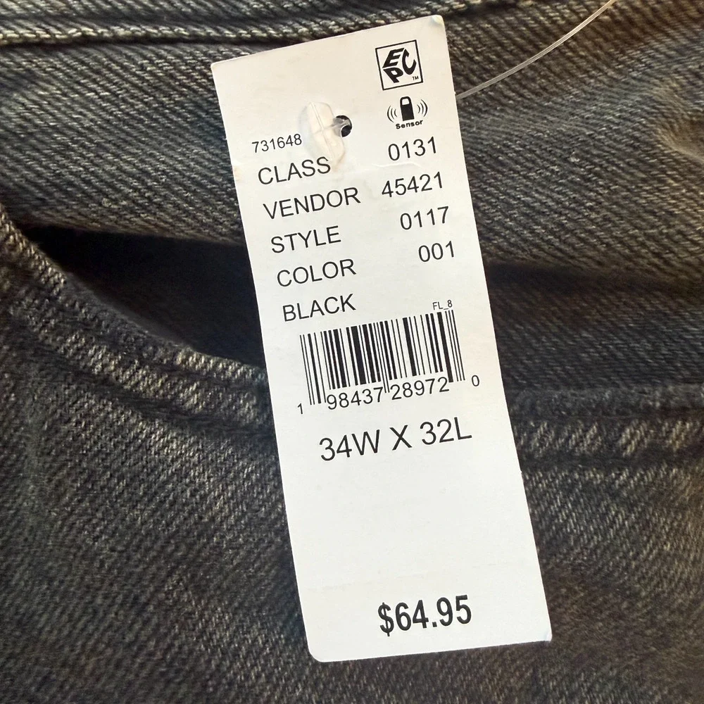 PacSun Mens Baggy Black Jeans 34x32 NWT Skater Y2K Denim